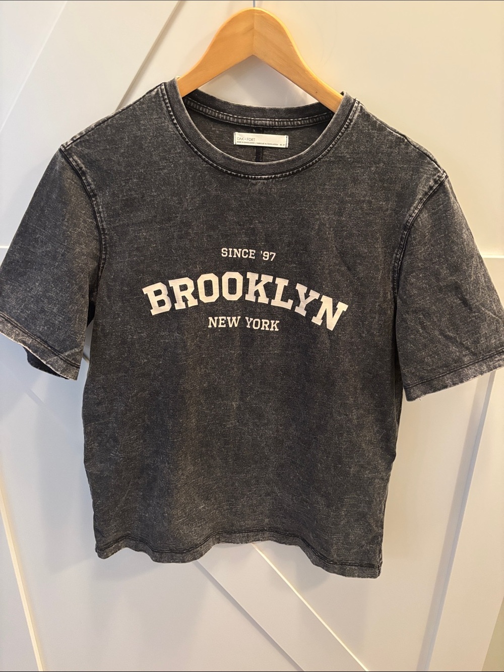 Oak + Fort Brooklyn Graphic Tee - Black Mineral Wash size xs